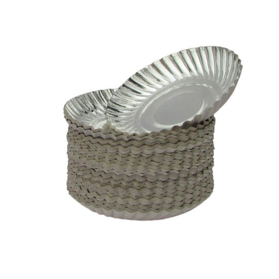 Disposable Plate 6 inch Round Silver Plates  (Pack of 30)